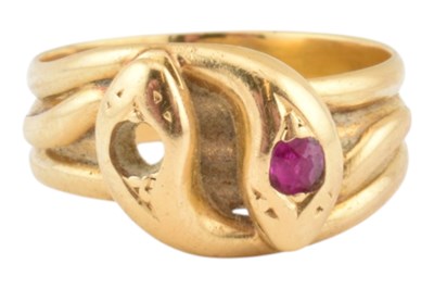 Lot 250 - VICTORIAN HALLMARKED 18CT GOLD SNAKE RING