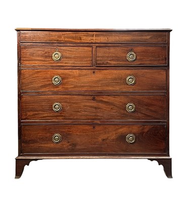 Lot 933 - 19TH CENTURY GEORGE III MAHOGANY CHEST OF DRAWERS