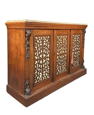 Lot 414 - 19TH CENTURY MAHOGANY & MARBLE PIER CABINET CREDENZA SIDEBOARD