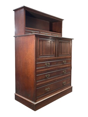 Lot 346 - EDWARDIAN WALNUT CHEST OF DRAWERS CABINET BY E. BEAMAN OF MANCHESTER