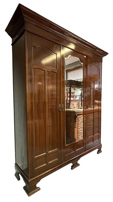 Lot 439 - LATE VICTORIAN MAHOGANY TRIPLE WARDROBE COMPACTUM