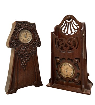 Lot 137 - ARTS & CRAFTS ARCHIBALD KNOX MANNER MAHOGANY CLOCK & ANOTHER