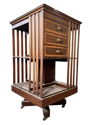 Lot 378 - EARLY 20TH CENTURY EDWARDIAN INLAID MAHOGANY REVOLVING BOOKCASE