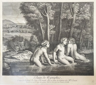 Lot 632 - AFTER TUTES ROMAIN - BAIN DE NYMPHES - 19TH CENTURY WOODCUT ENGRAVING