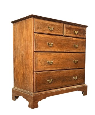 Lot 441 - 18TH CENTURY GEORGE III CROSSBANDED CHEST OF DRAWERS