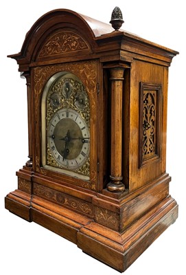 Lot 320 - VICTORIAN LARGE ROSEWOOD & MARQUETRY INLAID CHIMING CLOCK