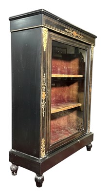 Lot 406 - FRENCH 19TH CENTURY EBONISED & ORMOLU PIER DISPLAY CABINET