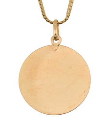 Lot 54 - ITALIAN 18CT GOLD NECKLACE & LA DEA BENDATA PENDANT