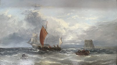 Lot 538 - WILLIAM HENRY WILLIAMSON (1820-1883) - 19TH CENTURY OIL ON BOARD SEASCAPE PAINTING