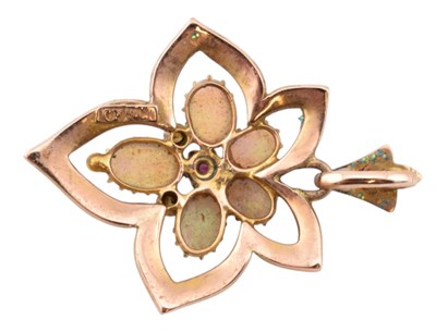 Lot 21 - ART NOUVEAU 9CT GOLD PEARL RUBY & OPAL NECKLACE