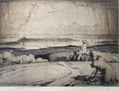 Lot 665 - LESLIE MOFFAT WARD (1888-1978) - CIRCA 1919 POOLE HARBOUR ETCHING