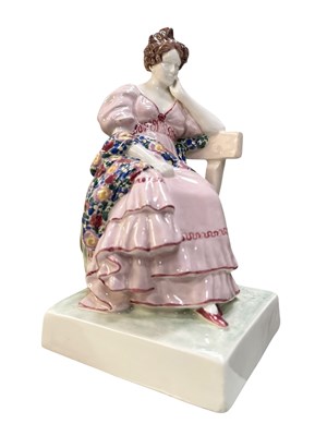 Lot 152 - GOLDSCHEIDER, WIEN, SIGNED DOBLINGER - ART DECO PORCELAIN SEATED LADY FIGURE
