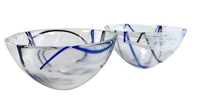 Lot 466 - ANNA EHRNER FOR KOSTA BODA - CONTRAST RANGE - PAIR OF BOWLS