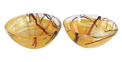 Lot 476 - ANNA EHRNER FOR KOSTA BODA - CONTRAST RANGE - PAIR OF BOWLS