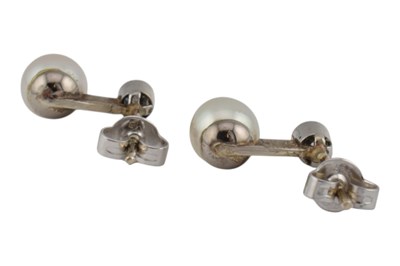 Lot 22 - PAIR OF GOLD PEARL & DIAMOND EARRINGS