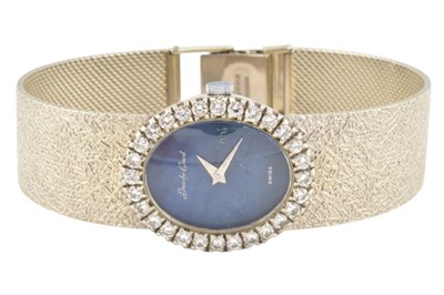 Lot 16 - BEUCHE GIROD 18CT WHITE GOLD & DIAMOND LAPIS LAZULI WRISTWATCH