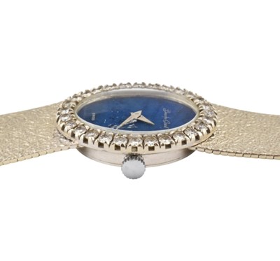 Lot 16 - BEUCHE GIROD 18CT WHITE GOLD & DIAMOND LAPIS LAZULI WRISTWATCH