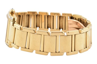 Lot 24 - 18K GOLD & DIAMOND CARTIER TANK FRANCAISE BRACELET WATCH