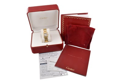 Lot 24 - 18K GOLD & DIAMOND CARTIER TANK FRANCAISE BRACELET WATCH