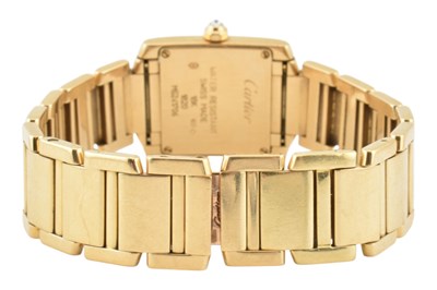Lot 24 - 18K GOLD & DIAMOND CARTIER TANK FRANCAISE BRACELET WATCH