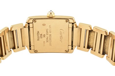 Lot 24 - 18K GOLD & DIAMOND CARTIER TANK FRANCAISE BRACELET WATCH