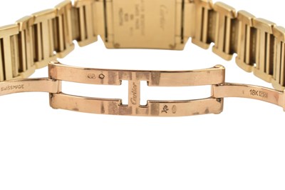 Lot 24 - 18K GOLD & DIAMOND CARTIER TANK FRANCAISE BRACELET WATCH