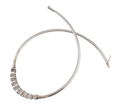 Lot 77 - HALLMARKED 14CT WHITE GOLD & DIAMOND COLLAR NECKLACE
