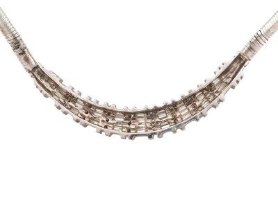 Lot 77 - HALLMARKED 14CT WHITE GOLD & DIAMOND COLLAR NECKLACE