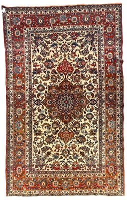 Lot 380 - 20TH CENTURY PERSIAN ISFAHAN PART-SILK FLOOR CARPET RUG