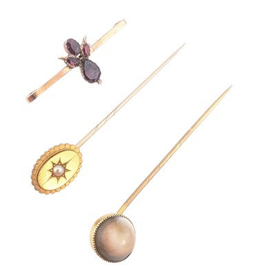 Lot 97 - THREE ANTIQUE BROOCH LAPEL PINS