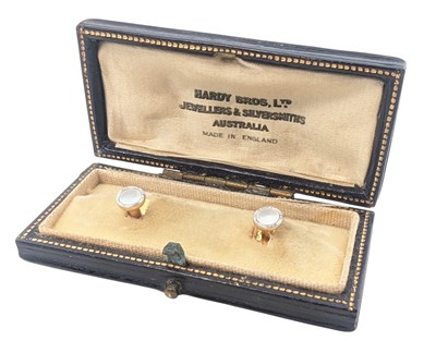 Lot 118 - PAIR OF CASED 9CT GOLD PLATINUM & MOTHER OF PEARL DRESS STUDS