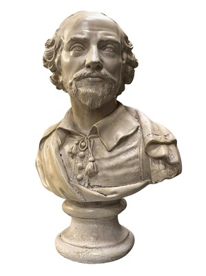 Lot 461 - AFTER RAFFAELO MONTI - 19TH CENTURY PLASTER BUST OF SHAKESPEARE