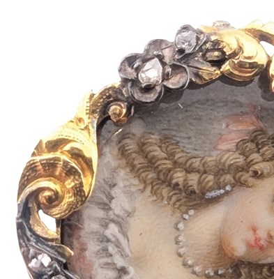 Lot 6 - 19TH CENTURY ART NOUVEAU FRENCH PORTRAIT MINIATURE BROOCH PIN