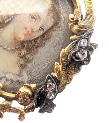 Lot 6 - 19TH CENTURY ART NOUVEAU FRENCH PORTRAIT MINIATURE BROOCH PIN