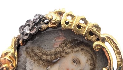 Lot 6 - 19TH CENTURY ART NOUVEAU FRENCH PORTRAIT MINIATURE BROOCH PIN