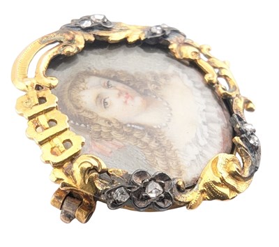 Lot 6 - 19TH CENTURY ART NOUVEAU FRENCH PORTRAIT MINIATURE BROOCH PIN