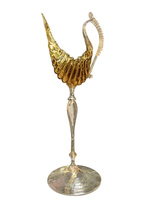Lot 161 - 19TH CENTURY ITALIAN VENETIAN HAND BLOWN GLASS CHALICE GLASS