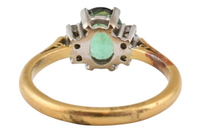 Lot 19 - HALLMARKED 18CT GOLD TOURMALINE & DIAMOND RING