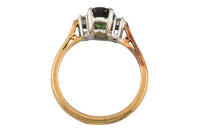Lot 19 - HALLMARKED 18CT GOLD TOURMALINE & DIAMOND RING