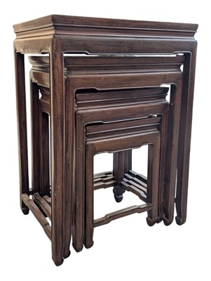 Lot 870 - 20TH CENTURY CHINESE HARDWOOD QUARTETTO NEST OF TABLES