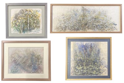 Lot 92 - RUTH LEONARD (B. 1955) - 4 UNTITLED WATERCOLOUR ON PAPER PAINTINGS OF SHRUBBERY