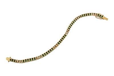 Lot 11 - KOJIS - 18CT GOLD EMERALD & DIAMOND TENNIS BACELET
