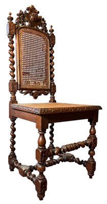 Lot 514 - 19TH CENTURY JACOBEAN REVIVAL CANE AND OAK HALL CHAIR