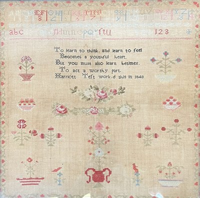 Lot 544 - 19TH CENTURY HAND SEWN NEEDLEPOINT SAMPLER BY MARRIOTT TEFT