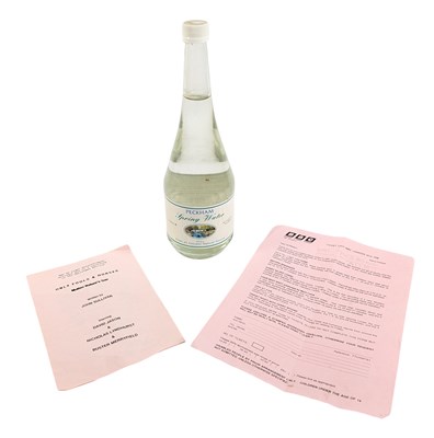 Lot 5 - ONLY FOOLS & HORSES - ORIGINAL PROP PECKHAM SPRING WATER BOTTLE
