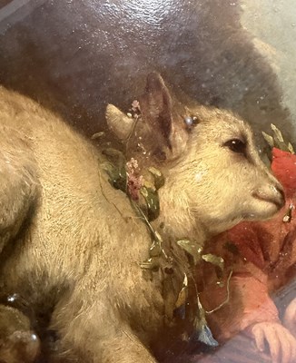 Lot 260 - JAMES JOHN HILL (1811-1882) - CHILDREN WITH BABY GOAT - 19TH CENTURY OIL GENRE PAINTING