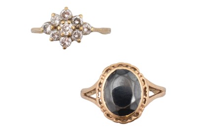 Lot 410 - TWO 9CT GOLD GEM SET RINGS