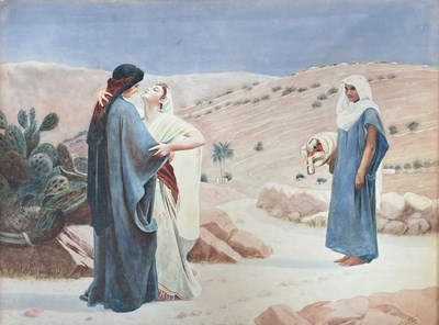 Lot 564 - JOHN FOX AFTER CALDERON - RUTH & NAOMI - WATERCOLOUR ON PAPER PAINTING