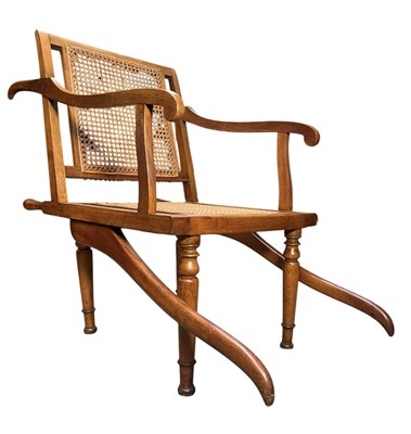 Lot 700 - 19TH CENTURY WALNUT & CANE WORKED SEDAN CHAIR