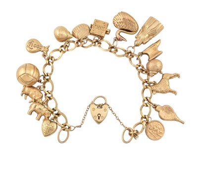 Lot 3 - HALLMARKED 9CT GOLD CHARM BRACELET